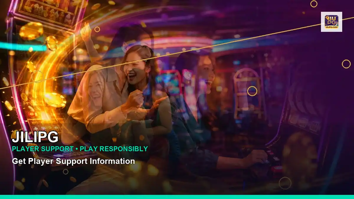 JILIPG lounge VIP casino rewards featuring an adult Filipina casino host with a panoramic reel composition